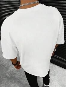 Camiseta hombre cuello redondo y manga corta. Estilo casual con estampados modernos y cómodos. Para hombres y mujeres, estilo pareja, pareja, camiseta de manga corta con estampado de moda - Negro - Ver 10