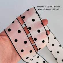 2Yards White Polka Dot Satin Ribbon, Transparent Organza Ribbon - Solid Color Wedding Bouquet Decoration Ribbon, Suitable For Handmade Bouquets, Gift Wrapping, Party Decor, Floral Design, Gift Ribbon, Floral Ribbon, Gift Wrapping Ribbon - 1 Piece Of White Polka Dot - View 3
