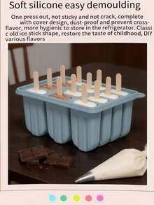12pcs Silicone Ice Pop Mold, Suitable For Homemade Ice Cream Popsicles, Creative Ice Cream Cone Mold, DIY Ice Pops And Ice Cubes - Multicolor - View 10