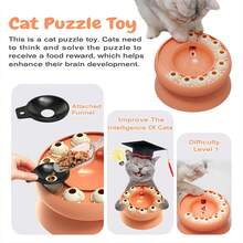 Indoor Cat Puzzle Feeder Toy, Interactive Enrichment Slow Feeder Bowl, Kitten Mental Stimulation Toy For Fast Eating Cats - Pink - View 6