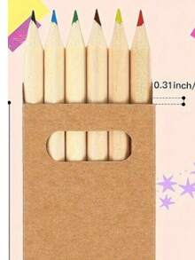 30pcs Mini Colored Pencil Set, 5 Boxes With 6pcs Natural Wooden Colored Pencils Each, Suitable For Drawing, Sketching And Party Favors - Multicolor - View 7