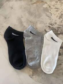20双男女通用运动袜，女士短袜，男士短袜，船袜，隐形袜，白/黑/灰斜条纹短袜，舒适透气，经典纯色，简约时尚，情侣船袜，适合日常休闲穿着（不含硬纸板） - 黑與白 - 查看 3