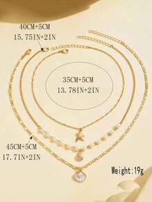 Bộ 3 mặt dây chuyền ZA thời trang, phong cách vintage boho bãi biển với hình sao biển, vỏ sò và nhiều mặt dây chuyền, vòng cổ choker nhiều lớp, quà tặng dự tiệc/ngày lễ, phụ kiện đa năng. - Nhiều màu - Xem 5