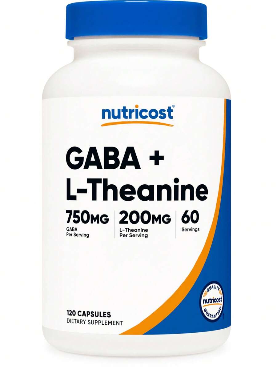 Nutricost GABA (750mg) + L-Theanine (200mg), 120 Capsules - Gamma Aminobutyric Acid, Gluten-Free, GMO-Free, 60 Servings - 120 Đếm - Xem 1