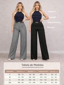 Set Of 2 Women's Tailored Wide-Leg Pants With Belt - Winter/Summer 2026 - Brown-beige - View 2