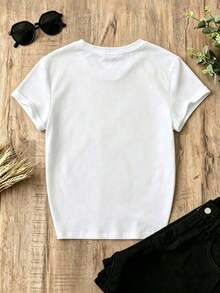 ¡Novedad! Blusa de manga corta para mujer, diseño liso, ideal para estar en casa o para uso casual. Oferta por tiempo limitado. Preciosa blusa, cómoda y de largo regular. Lavable a máquina. - Blanco - Ver 2