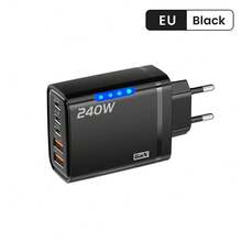 Cargador rápido GaN para teléfonos móviles, paneles solares, enchufe europeo, Día de los Caídos, inicio del verano - Enchufe europeo negro - Ver 3