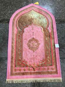 1pc Tasseled Floral Pattern Mat, Pink Rug, Intricate Design Mat, Tasseled Edged Pad, Suitable For Indoor And Outdoor, Rectangular Tassel Decor Carpet, Washable - Multicolor - View 6