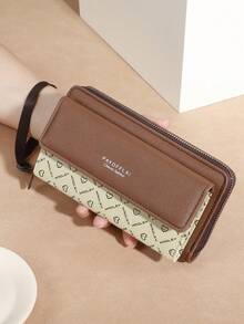 Classic PU Women's Wallet - Double Layer Design With Snap Closure, Zipper Card Slots And Photo Compartment, Long Color Block Wallet Wallet For Women Travel Holiday Essential Teacher Gift Birthday Gift - Multicolor - View 7
