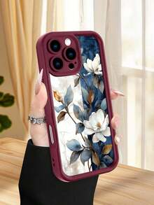 1 Piece Phone Case With A Design Of White Magnolias On A Blue And White Background, Artistic And Elegant Style, Soft TPU, Full Impact And Anti-Slip Protection, Compatible With IPhone 17 ProMax/16/15/14/13/12/11/Plus/Pro/ProMax, Compatible With Galaxy A34/A35/A54/A55, Galaxy S20/S21/S22/S23/S24/S25 Ultra/Plus, Compatible With Galaxy//Honor// - 波爾多 - 查看 2
