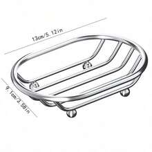 1pc Oval-Shaped Stainless Steel Bathroom Accessory With Drainage Hole, Durable - Multicolor - View 11