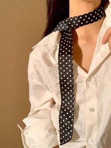 1件女款波點小絲巾，窄款尖端設計，韓系百搭，適用於包包、襯衫、緞帶與裝飾緞帶，可搭配衣著，假日、旅行必備，適合校園 - 彩色 - 查看 4