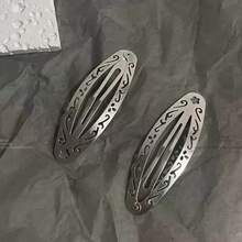10pcs Vintage Silver Roman Palace Style Rectangle Bangs Clips, Floral BB Clips, Hair Clips, Side Clips - A - View 3