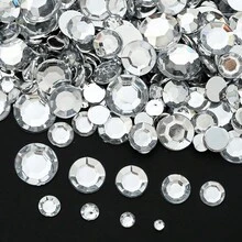 Classic Silvery Rhinestone Flatback Beads 3-12mm Mixed Size DIY Rhinestones Faceted Crystal Gem Patch For Art Clothing DIY, Sew On Glitter - Silver - View 3