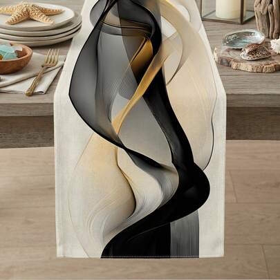 1pc Abstract Textured Pattern Printed Table Runner, Suitable For Holidays, Parties, Birthdays, Dinners, Restaurant Table Decor, All Seasons, Home Decor