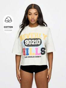 90210 Condado de Los Ángeles Camiseta Gráfica Oversize de Moda Estilo Casual Urbano Ocio Universitario Estilo Universitario Televisión Cultura Pop Festival Ropa de Verano - Blanco - Ver 10