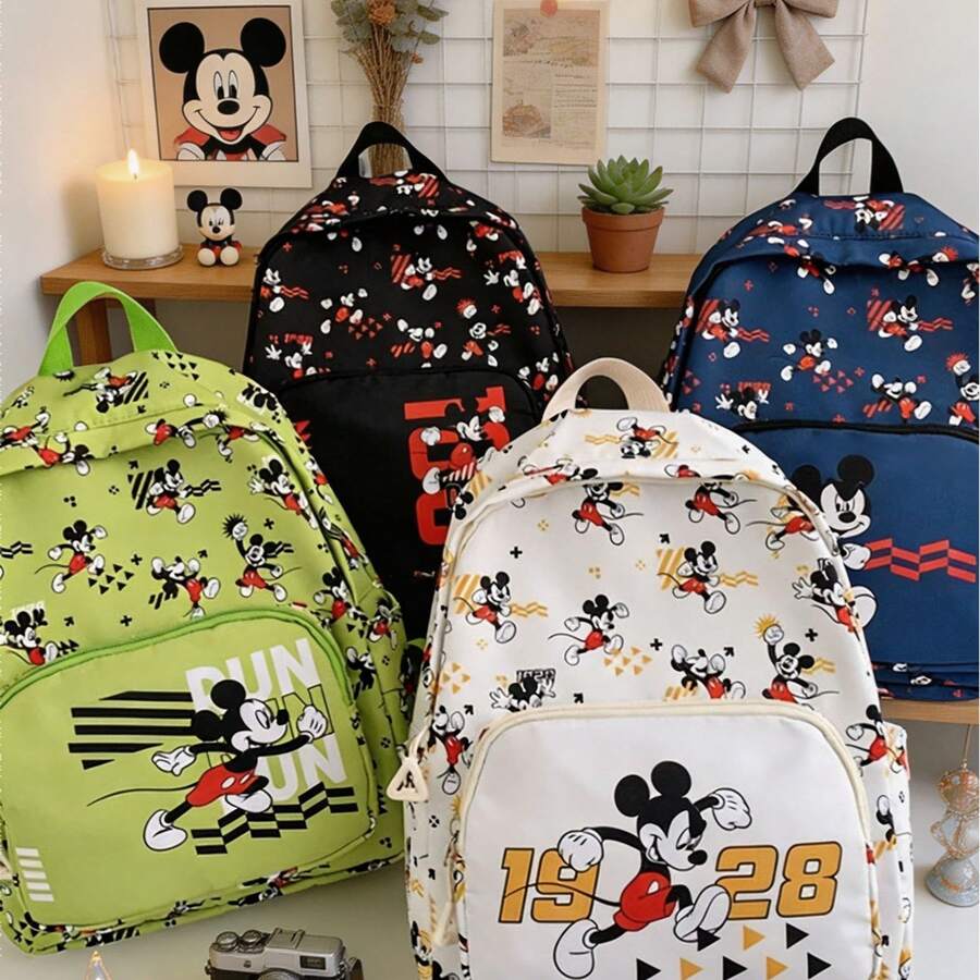 Disney 1个迪士尼官方授权奔跑米奇可爱卡通图案轻便大容量背包 - 杏色 - 查看 1