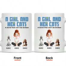 Uma Garota e Seus Gatos - Caneca Personalizada, Presente para Filha, Caneca com Retrato Personalizado de Animal de Estimação, Presente para o Dia das Mães, Caneca Personalizada com Foto de Cachorro ou Gato, Presente Único para Amantes de Animais de Estimação e Mães de Cachorros/Gatos, Caneca de Café Personalizada com Cachorro Gato, Caneca de Mãe de Cachorro, Presente para Amante de Animais de Estimação, Caneca de Fotos Personalizadas de 11oz, Nomes, Texto, Adequada para Beber em Todas as Estações, Presentes para Namorado, Namorada, Melhor Amigo. - Caneca para animais de estimação com nome em C - Visão 13