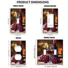 1pc Grape And Wine Print Switch Plate Cover - Autumn Harvest Themed Decorative Wall Plate, Fits 1-Gang/2-Gang Light Switches And Outlets, Durable Indoor/Outdoor Use, No Wiring Required, Kitchen Bathroom Bedroom Home Decor, Kitchen Wall Art | Vineyard Aesthetics | Vine Texture - A - View 3