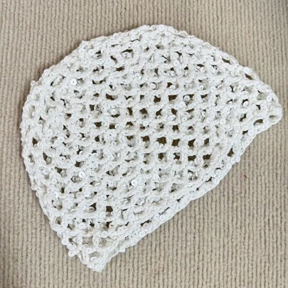 2025 New Korean Retro Hollow Sequin Beanie Hat, Lightweight Breathable Slouchy Cap For Summer, Flattering,Holiday,Festival