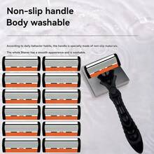 6-Layer Hypoallergenic Stainless Steel Manual Razor With Washable Design - White Handle & Yellow Blades, Ideal For Beard & Mustache Trimming, Durable And Comfortable Grip - Safety Razor - View 8