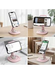 1pc 360° Rotatable Foldable Phone Stand, Minimalist & Multifunctional Design, Portable Folding Structure, Stable & Non-Slip, Easy To Carry & Store, Suitable For Office, Camping & Binge-Watching, Metal Rotating Phone/Tablet Stand Holder - A - View 4