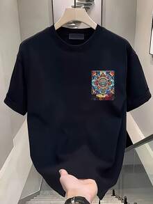 Nueva camiseta de manga corta para mujer de 180g,% algodón - Camiseta casual versátil con estampado de verano para hombre - Camiseta con estampado de verano para parejas - Unisex - Regalo para vacaciones - Negro - Ver 2
