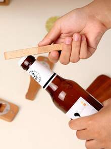 Customized 1/5/10 Pcs Bottle-Shaped Wooden Magnetic Bottle Opener, Customizable Engraving & Logo Printing, Multi-Functional, Elegant & Durable, Decorative Effect, Reusable, Suitable For Home, Customized Bottle Opener, Travel Storage, Kitchen Utensils, Etc. - Multicolor - View 3