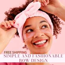 Free Shipping-Spa Headband, Soft Carol Fleece Makeup Headband With Cute Bow Elastic Headband For Washing Face Skincare Facial Mask Showers, Light Pink - Màu Hồng baby - Xem 1