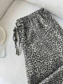Women's Summer Casual Pants With Jacquard Design, Elastic Waistband With Romantic Bow And Low Rise, Straight Leg, Suitable For Home, Daily Wear, Office, Dates, Travel, Beach, Office Work, Sun Yellow Color - 灰色的 - 查看 12