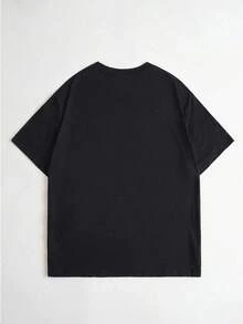Camiseta de mujer de cuello redondo, holgada y de alta calidad, con estampados de letras, corazones de dibujos animados y diseños de animales pequeños en varios estilos, es adecuada para el uso diario casual y salidas a la playa. Es la elección perfecta para conjuntos de vacaciones en pareja. Hecha de 100% algodón puro, tela de 200 gramos de peso, de alta calidad, suave y cómoda, un imprescindible para el uso diario. - Negro - Ver 2
