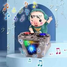 DJ electrónico luz música bailando cerdo juguete juguetes musicales lindo columpio bailando cerdito juguete con música luces LED juguete Musical para niños - DJ pato-verde - Ver 3