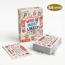 Who's Most Likely" Party Social Deduction Card Game - 54 Carefully Selected Question Cards With Rounded Corners, Friend Gathering Ice Breaker And Teasing Tool, Humorous Prank Cards, Multiplayer Interactive Board Game, Suitable For Camping, Travel And All Kinds Of Social Gatherings, Ignite Joyful Moments Anywhere, Perfect Holiday Gift - Rusty Rose - View 1