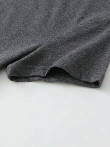 Camiseta unicolor de cuello redondo - Gris oscuro 3 - Ver 4