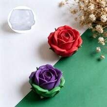 1 pieza Molde de silicona con aroma a rosa para vela, molde de silicona DIY para decoración del hogar con flor de rosa en relieve - Blanco - Ver 3