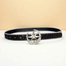 1pc Women's Western Cowgirl Style Rhinestone Embellished Y2K Waist Belt, Suitable For Daily Wear, Parties And Gatherings - Black - View 16