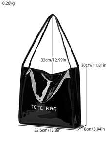 New Fashionable Women's Shoulder Bag, Versatile Solid Color Retro Style, Large Capacity, PU Material, Classic Square Bag, Suitable For Work, Daily Commute, Shopping, Travel, Multifunctional Handbag - Black - View 4