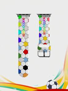 1件彩虹足球圖案軟矽膠彈性透氣舒適手環替換錶帶，適用於 38mm、40mm、41mm、42mm、44mm、45mm、46mm、49mm，中性時尚性感軟矽膠運動手錶錶帶，兼容 Series 11 Ultra3 SE3 Ultra2 S11 S10 SE2 9 8 7 SE 6 5 4 3 2 1 - 彩色 - 查看 10
