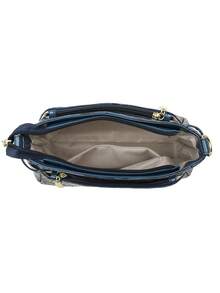 Retro Minimalist Printed Crossbody Bag With Adjustable PU Strap, Flap Closure , New Year - Azul - Ver 10