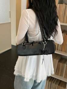 Korean Style Casual Retro Underarm Bag For Women, New Fashion Chic Handbag, Shoulder Bag For Work & Commute - Black - View 4