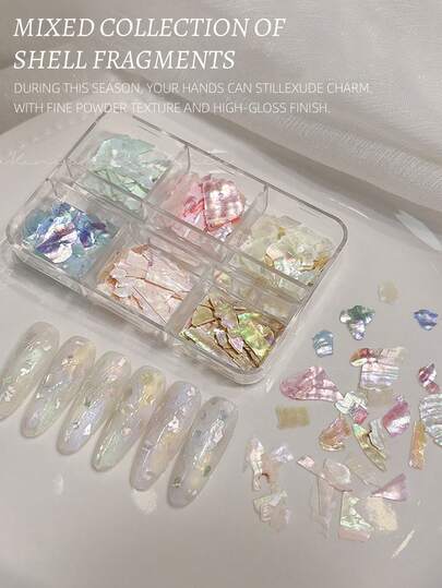2026 New Acetate Nail Art Decorations, Ultra-Thin Mica Shell Fragments Nail Art Supplies, Nail Decals