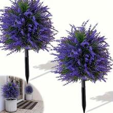 1 Bouquet Purple Lavender With Stakes Set - Realistic Artificial Lavender, Daisy, Eucalyptus Flowers, UV Resistant, Suitable For Spring/Summer Outdoor Decor, Porch, Patio, Balcony, Garden Decoration, Autumn Decor - Multicolor - View 4