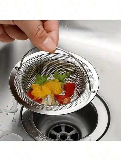 Lưới lọc bồn rửa bằng thép không gỉ chất lượng cao, đóng gói đơn, chống gỉ và ăn mòn, nguyên khối chắc chắn và bền bỉ, dễ dàng vệ sinh. Bộ lọc thoát nước đa chức năng cho nhà bếp và phòng tắm, giữ lại hiệu quả cặn thức ăn, tóc và các mảnh vụn để ngăn ngừa tắc nghẽn đường ống, phụ kiện vệ sinh thiết yếu cho gia đình, nhà thuê, ký túc xá và trang trí.