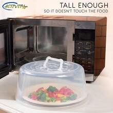 Large Microwave Cover For Food - Splatter Guard Lid - Cake Stand Cover - Size 11.5 In X 5 In Tall - Easy Grip Handle With Steam Vented Holes -  Free & Dishwasher  | Clear Plastic - 1 - View 4