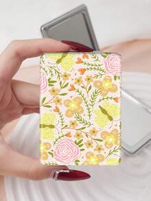 1pc Floral Countryside British Style Folding Vanity Mirror, Portable Ultra-Thin Convenient Hand Mirror, Durable PU Leather, Multi-Scenario, Suitable For All, Rectangular Folding Pocket Mirror, Delicate Floral & Butterfly Pattern Design, Foldable Structure, Wear-Resistant, Reliable, Shockproof, Easy To Carry, Double-Sided 180° Flip Cover, Multi-Functional - Multicolor - View 17