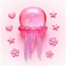 1个水母挤压玩具，1个带漂浮触须的夜光透明设计，可爱卡通海洋风格，高品质柔软有弹性的耐用果冻状透明材质，手感柔软，是送给家人和朋友的最佳礼物，超级结实，可挤压，质地光滑，不粘手，可塑形，多种颜色可选（粉色/蓝色/紫色），感官减压玩具（袋装） - A - 查看 6