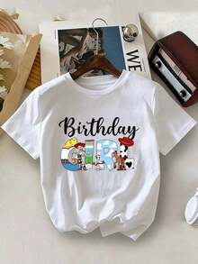 Disney-Licensed Children's Printed T-Shirt, Toy Story Character Pattern Printed T-Shirt, Fun, Lively, Full Of Energy, Comfortable And Breathable, Suitable For Birthdays, Play, And Vacation Wear, Suitable For Boys And Girls - trắng - Xem 2