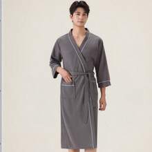 High Density 100% Cotton Bathrobe, Unisex | Absorbent & Quick Drying, Skin-Friendly & Warm, Suitable For All Seasons, Available In Plus Size - Dark Grey - View 9