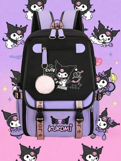  [Authorized] Sanrio Kuromi Black Magician Backpack, Hello Kitty Cute Anime Fashion Backpack For Girl, Large Capacity Outdoor Backpack Durable Nylon, Suitable For School, College, Travel, Back To School Surprise Gifts School Supplies School Essentials Stationery Supplies Backpack Gifts For Christmas Merry Christmas Christmas Trees Christmas Lights & Halloween