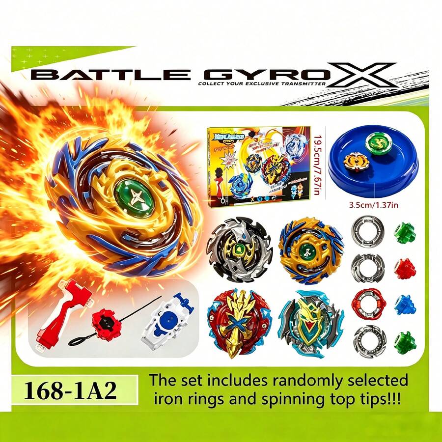 BURST Generation Unprinted Series Collection, Includes 4 Assembled Metal Beyblades + 2 Launchers + Grip + Stadium, Battle Set